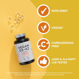 Vegan Vitamin D3 + K2 (120 Softgels) Amandean 