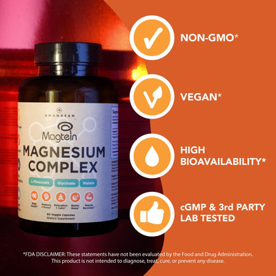 Magnesium L-Threonate Complex With Magtein (90 Veggie Capsules) - Amandean